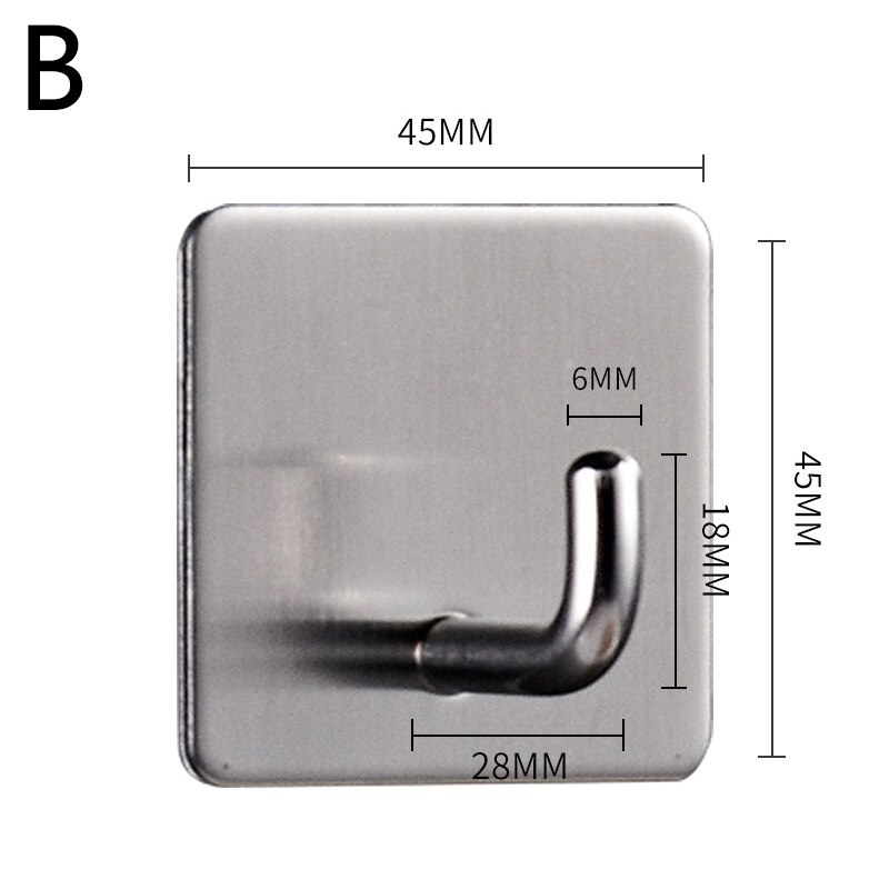 Geen schroef nodig moderne 304 roestvrijstalen zelfklevende badkamer vierkante handdoekhaak jas hoed deurhaak hanger badkameraccessoires: B