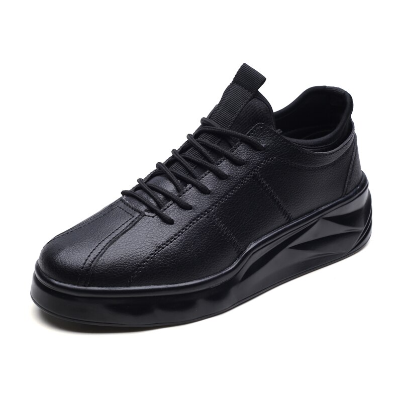 2020 mænd fritidssko sommer tenis hvide sneakers mænd læder mandlige sko voksen gang sapato masculino ayakkab erkekler krasovki: Sort / 7.5