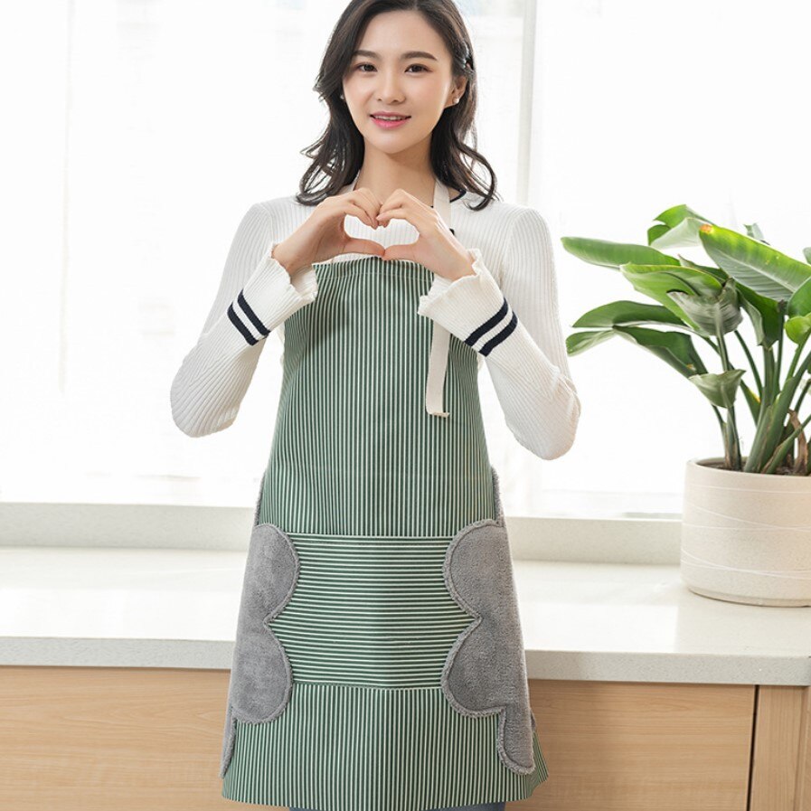 Aprons for Woman Girl Korean Style Thicken Cooking Apron Sexy Apron Kitchen Apron for Kitchen Heavy Duty Canvas: Green