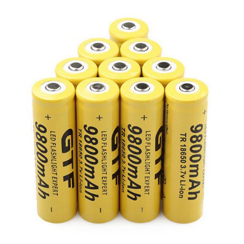 GTF 3.7V 18650 9800mAh Li-ion batterie Rechargeable 18650 batterie Rechargeable pour lampe de poche torche accumulateur batteries: 10pcs