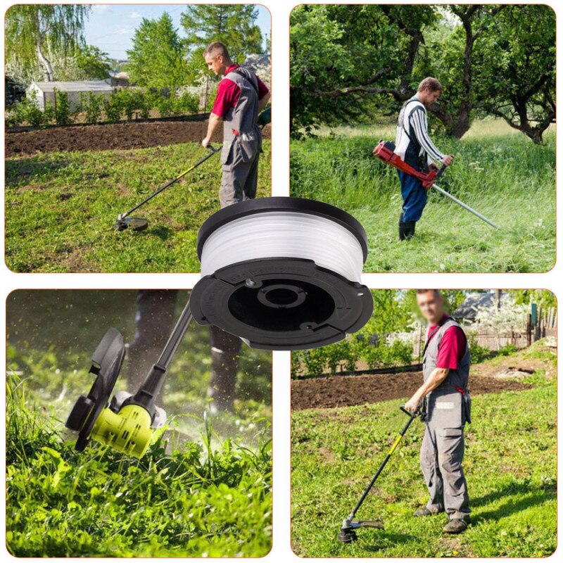 6Pcs AF-100 Strimmer Trimmer Spool Line With Spring Cap For Black&Decker Nylon For Single Line Automatic Feed Trimmer And Edgers