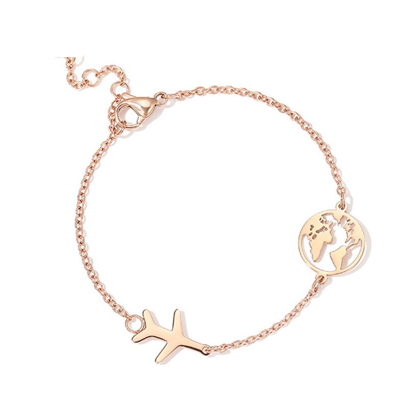 Smykker titan stål armbånd, fly kart armbånd, anti-allergi titan stål rose gull armbånd