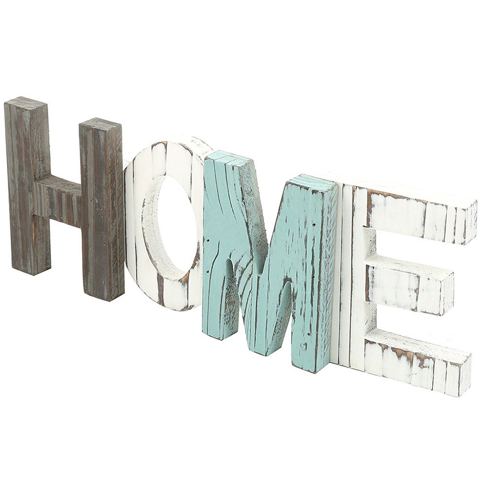 Rustieke Multi-Kleur Hout Huis Brief Decoratieve Teken Housewarming Party Staande Uitsparing Woord Houten Letters Home