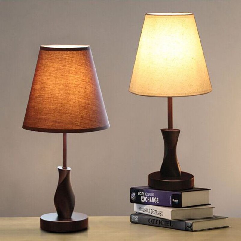 LED Table Lamp Simple Solid Wood Table Lamp Bedroom Bedside Desk Lamps