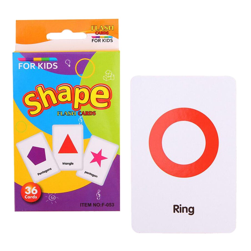 36 Pieces Preschool Educational Flash Cards for Kids Shapes