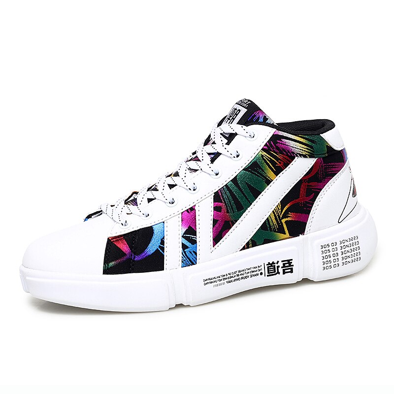Graffiti-zapatos vulcanizados para hombre, zapatillas deportivas informales con estampado, para correr, tenis, de avanzada, para invierno: Blanco / 6