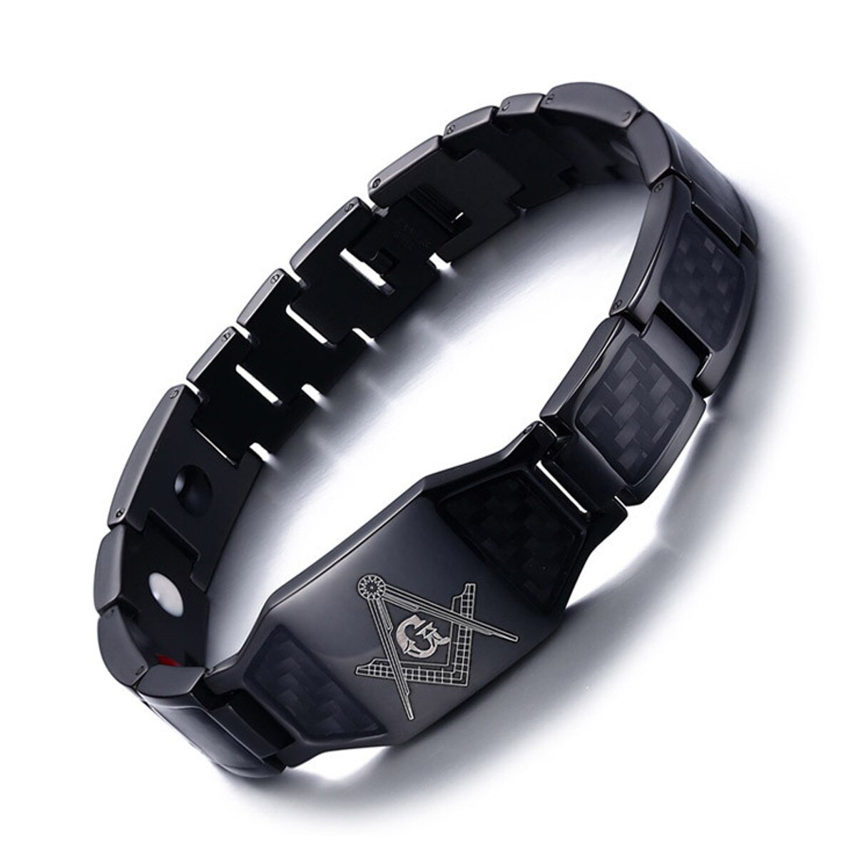 Zwart 4 In1 Mannen Staal Magnetische Therapie Healing Armband Bio Magneet Gezondheidszorg Bangle Pijn Verlichten Anti Straling Polsband