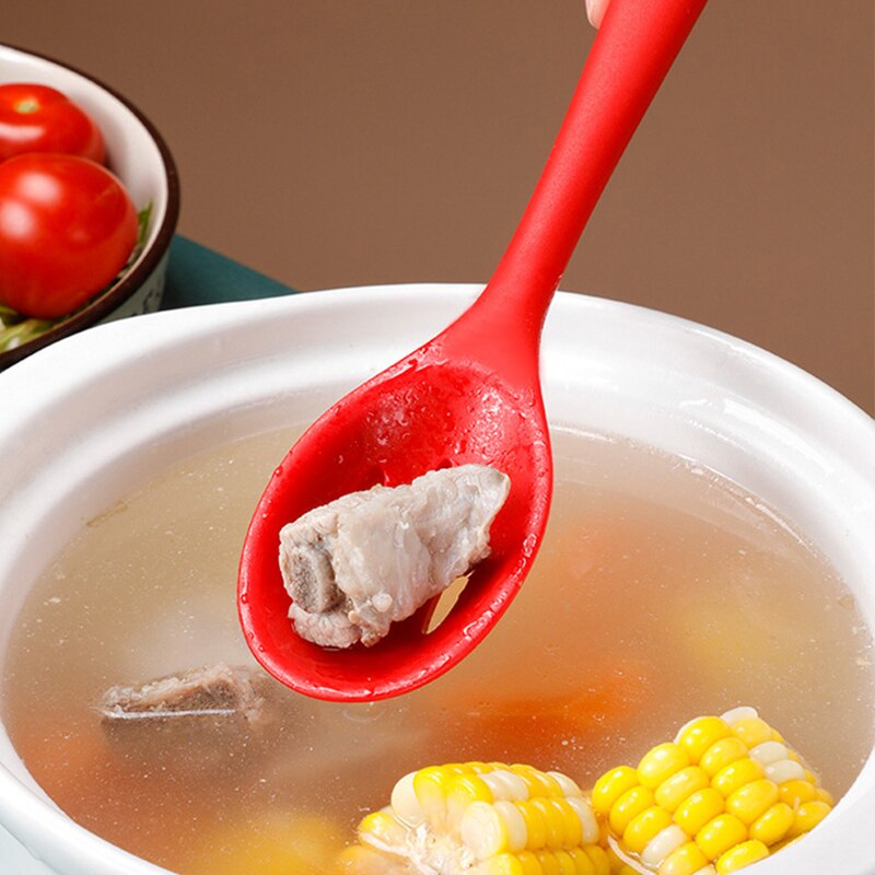 1Pc Large Silicone Spoon Long Handle Slotted Spoon Ladle Big Kitchen Cooking Spoon Scoop Skimmer Silicone Cooking Utensils