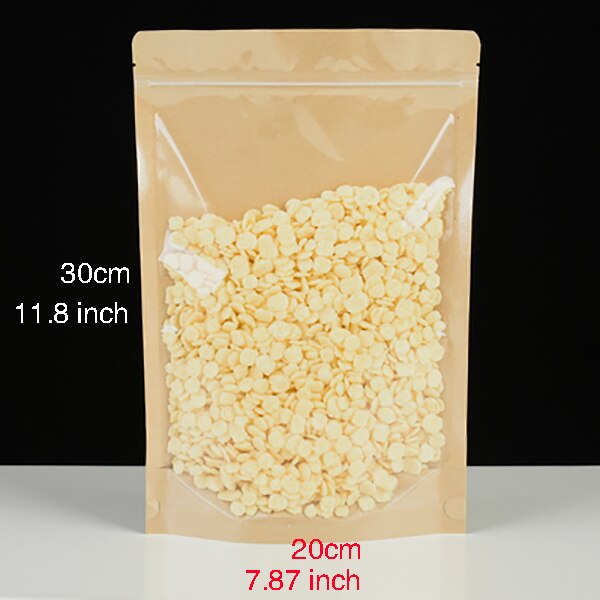 Kraft Paper Bag Translucent Self-supporting Self-sealing Bags Sugar Coffee Beans Nuts Tea Snacks Food Sealed Packaging: 100 pieces / 20x30x5cm