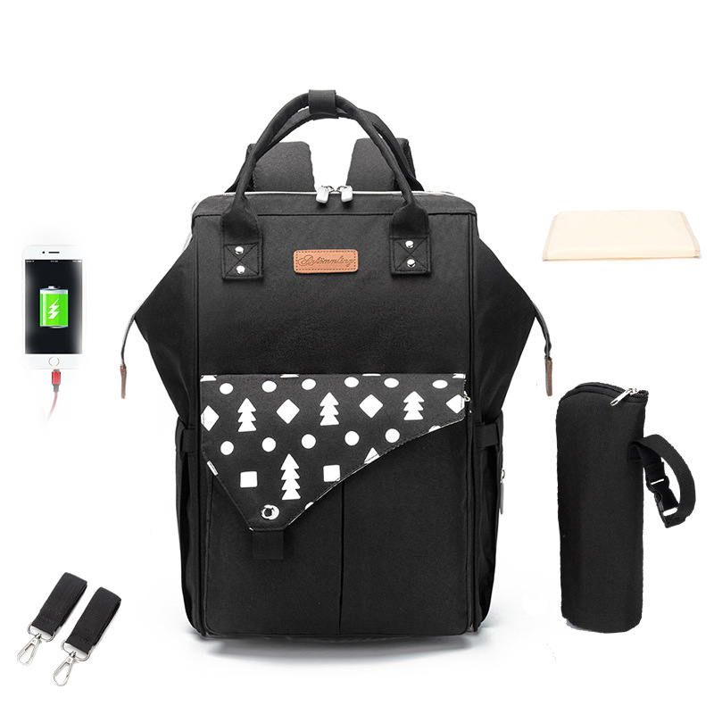 Luiertas Multifunctionele Grote Volume Mummie Rugzak Usb Ankommling Mother 'S Tas: 2019 Loose Black