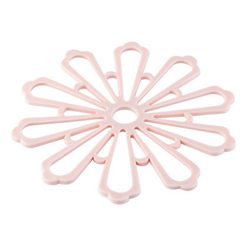 1 st gummiunderlägg matta värmeisolerande halkfri ihålig grytlappsmatta sexkantig grytunderlägg oregelbunden kaffekoppar underlägg bordstablett: Rosa c