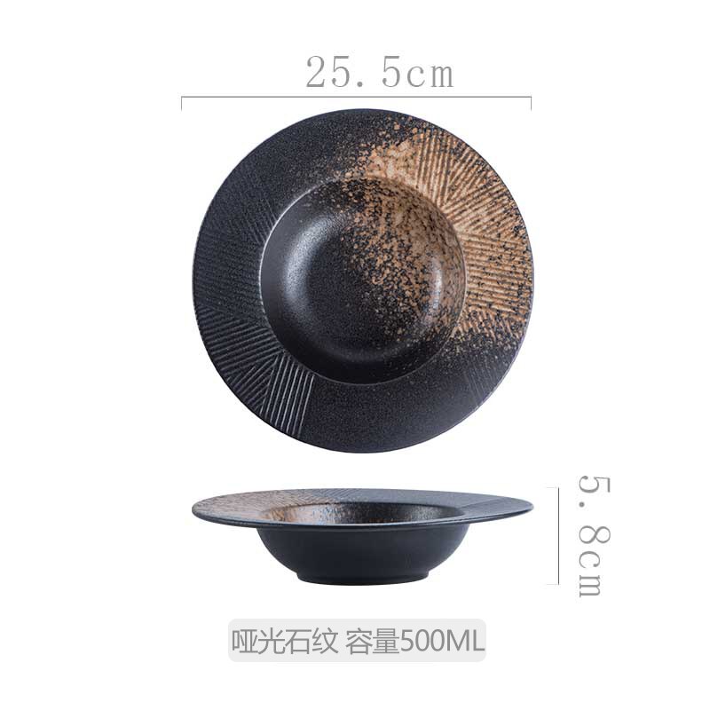 25.5 cm criativo chapéu de palha placa cerâmica redonda profunda placa de sopa japonês hotel jantar placa de jantar placa de macarrão em casa: D