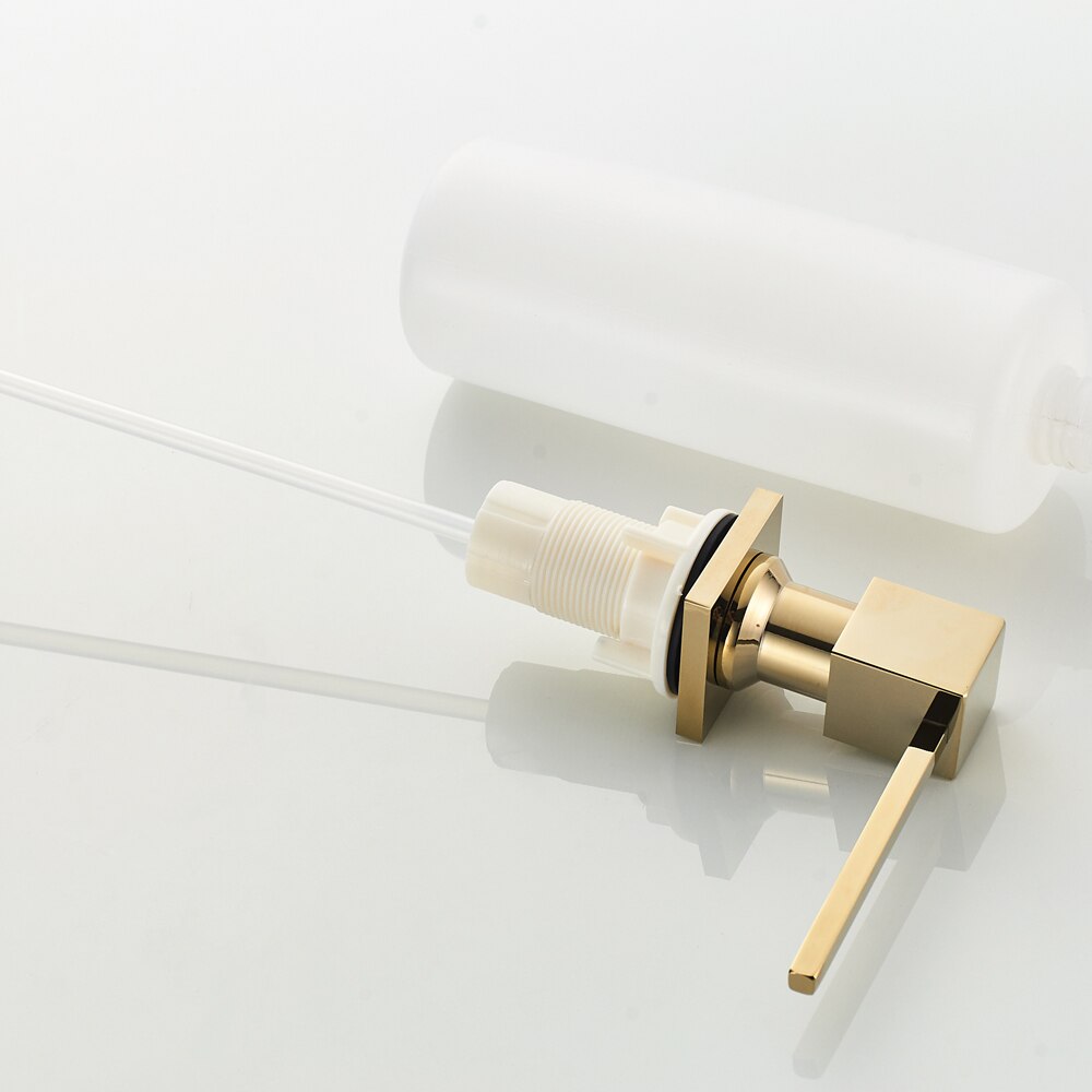 Guld mässing flytande tvål dispenser 350ml diskbänk med diskmedel flaska pressning kökstvättställ tillbehör schampo dispenser set