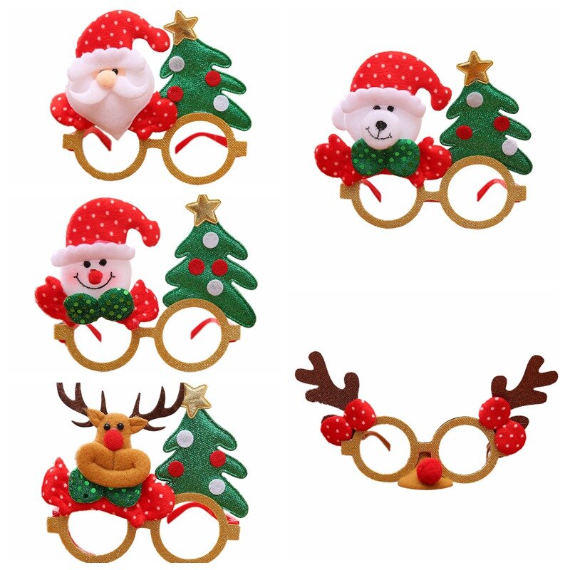Marco de gafas de Navidad con dibujos animados de renos de Santa Claus adornos para disfraces de Navidad para niños y adultos