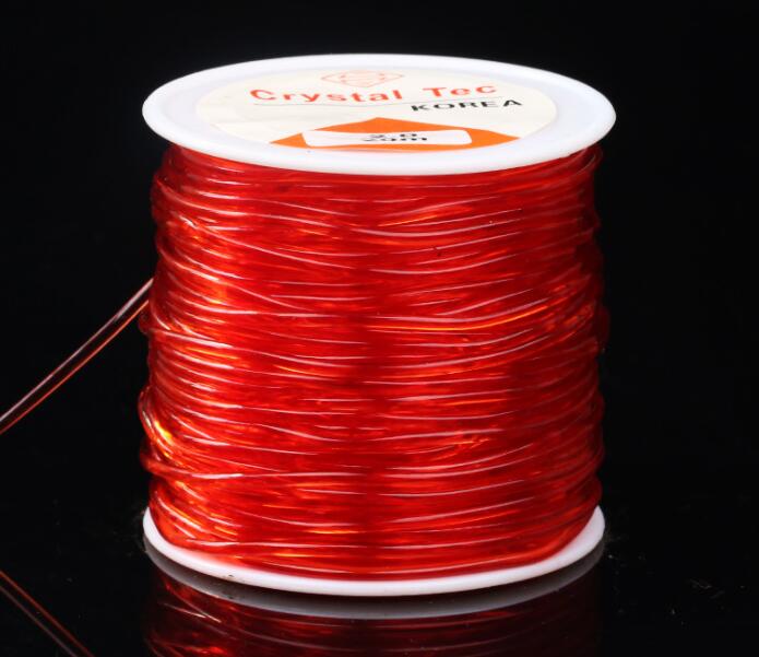 1 Roll 0.5 0.6 0.8 1MM Transparent Round Elastic Cord White Brown Crystal Stretchable Beading String for DIY Jewrly Findings: red / 1mm 45 yard