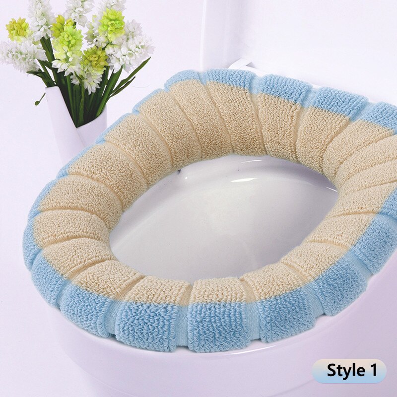 Universal Warm Toilet Seat Cover Pads Washable Cushion Mat Bathroom Accessories for Home Decor: Style 1