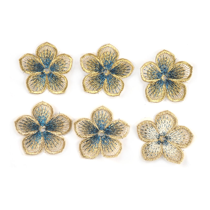 Parches de flores con borde de encaje, accesorios de costura de ropa, apliques bordados, manualidades DIY, suministros de decoración hechos a mano, 5 colores, 10 piezas, 4,5 cm: Plata antigua