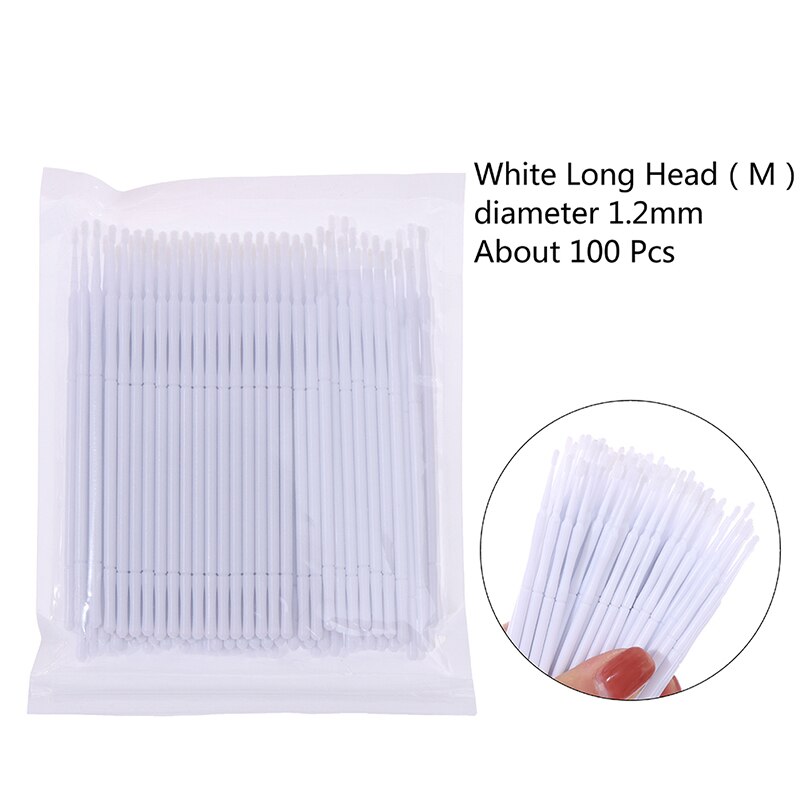 100 Stks/pak Wattenstaafje Microbrushes Wimper Extension Duurzaam Micro Individuele Applicators Wattenstaafje Wegwerp Make-Up Kwasten: WTM