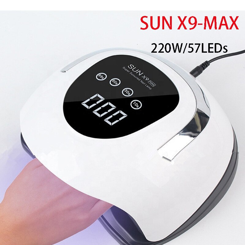 SUN S7-secador de uñas de 180W, lámpara UV LED de alta potencia, pantalla LCD, temporizador de secado de uñas para secar todo el Gel, herramientas de arte de manicura: SUN X9-MAX / EU