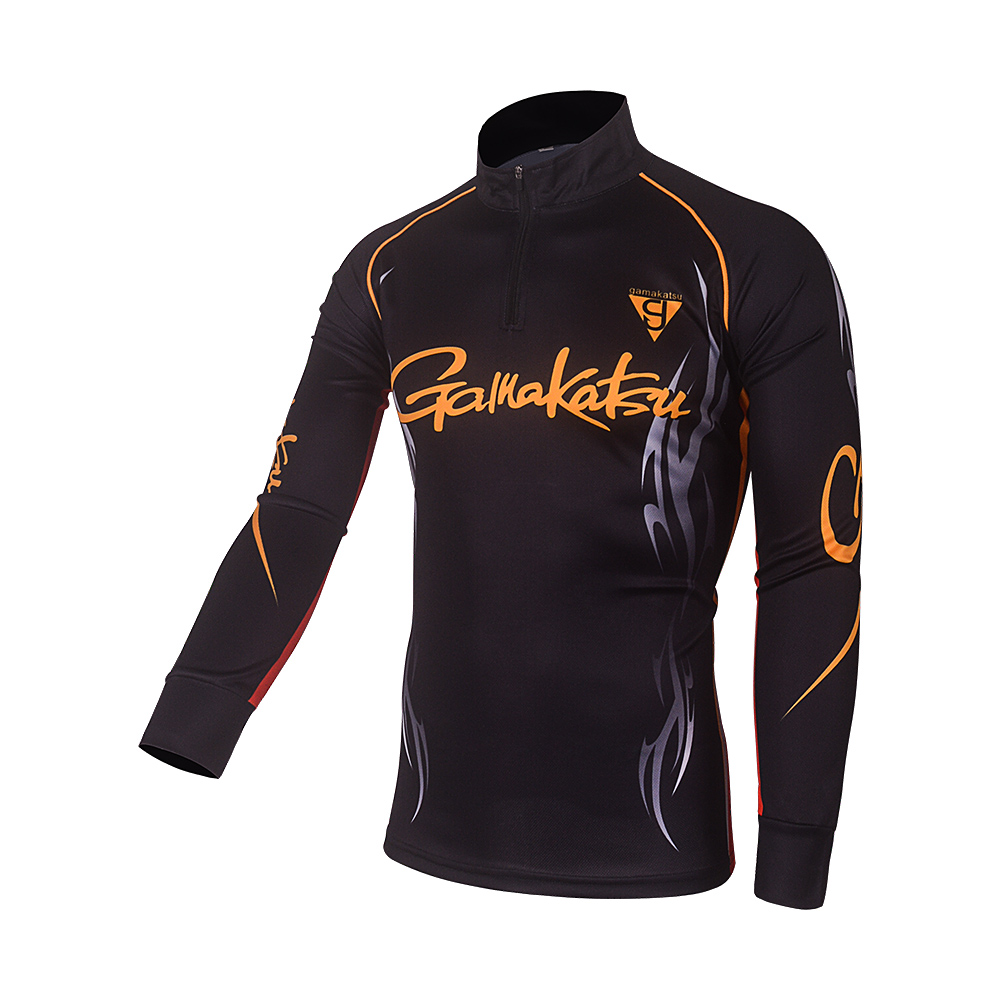 Vêtements de pêche à manches longues pour hommes, chemises de sport à col roulé, vêtements anti-uv respirants pour cyclisme et pêche: 5xl / Noir