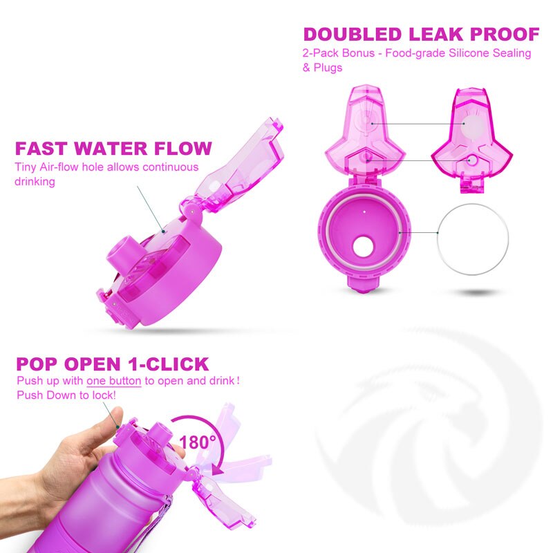 Sport vattenflaska lock 400/500 ml lock hoppande tritan material termos propp tillbehör
