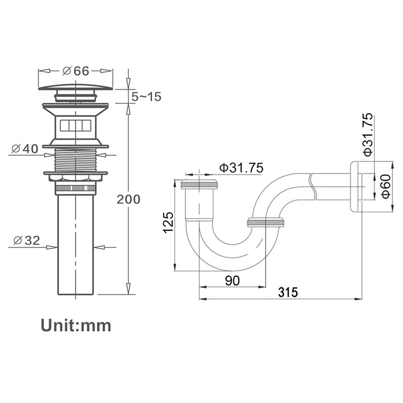 Badkamer Wastafel Wastafel Bounce Type Met Overloop Afvoer Set Afval Pijp Buis Huishouden Wastafel Pijp Outlet Accessoires