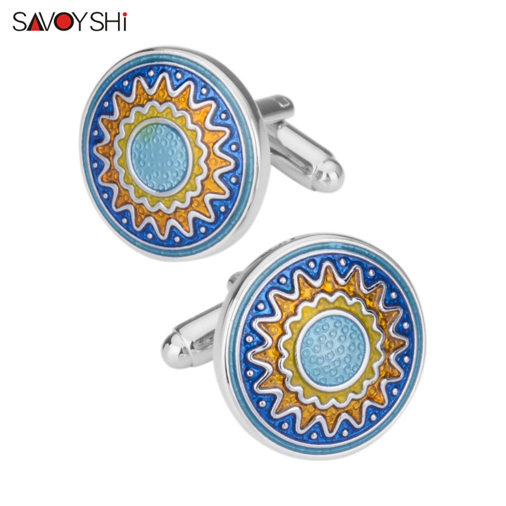 Savoyshi vintage padrões abotoaduras para homens camisa botões de punho de alta qualidade esmalte manguito links casamento noivos presente jóias: Only Cufflinks