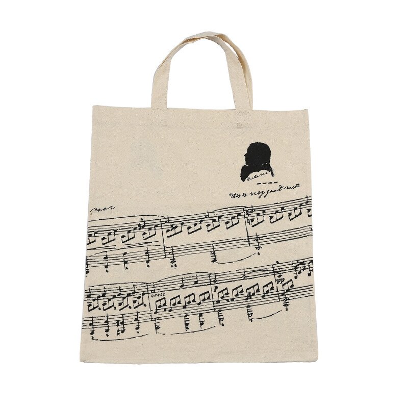 Music Score Cotton Handbag Musical Elements Note Tote Bag Instruments Accessories: B