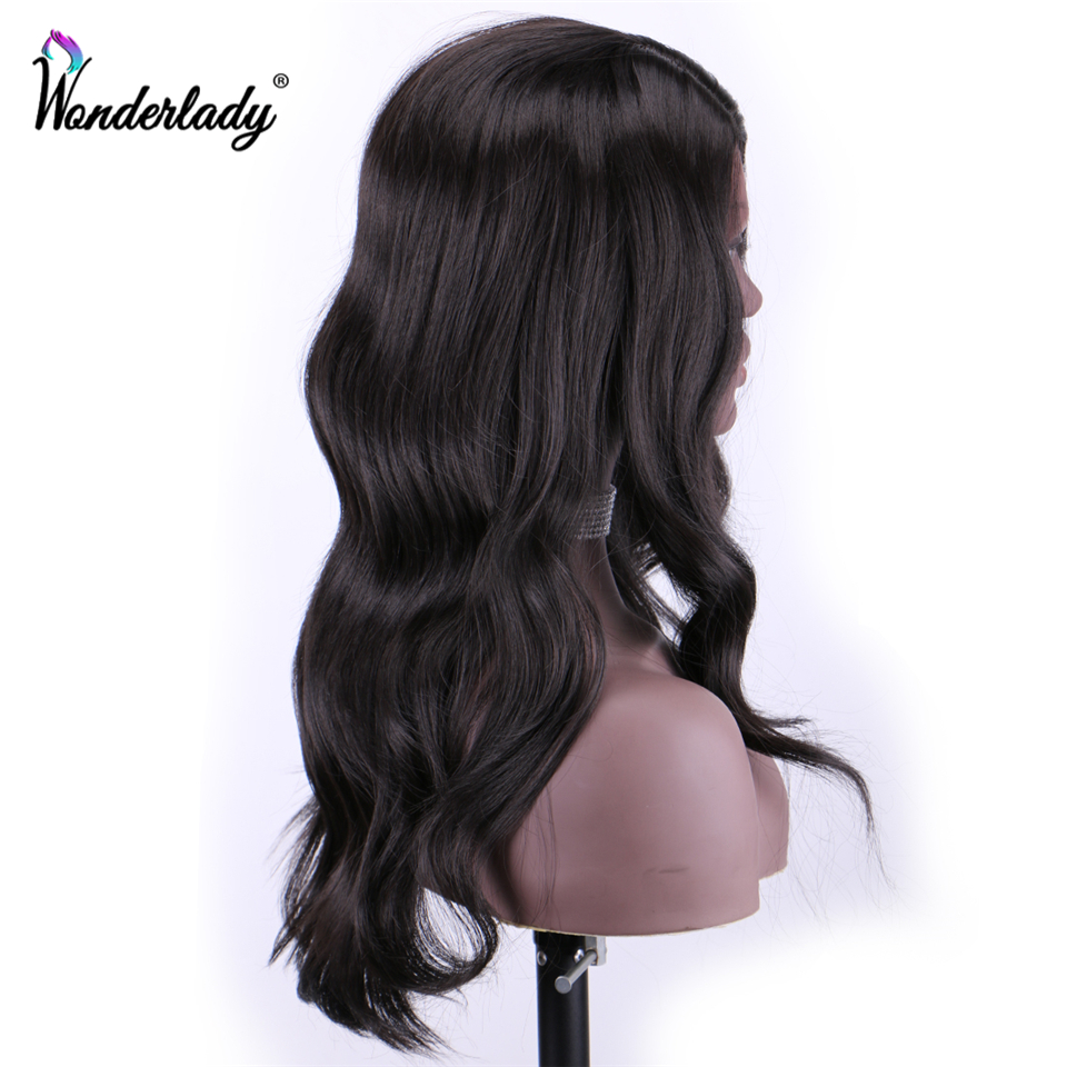 Peluca con malla frontal sintética WonderLady de 20 pulgadas #2, pelucas con ondas de cuerpo ombré para mujeres negras, peluca de Cosplay marrón larga ondulada con parte lateral