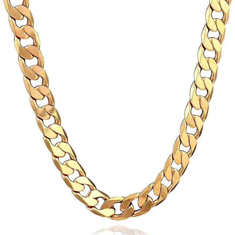 Luxe Mannen Gouden Ketting 6Mm Breedte Ketting Mode Fijne Ketting Armband Unisex Ketting Sieraden Maat: 18-30 Inches: 18