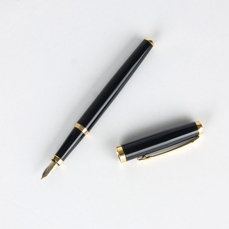 Luksus business pen sæt 0.5mm nib  +1.0mm buet nib fyldepen med original etui luksus metal blækpenne: Y