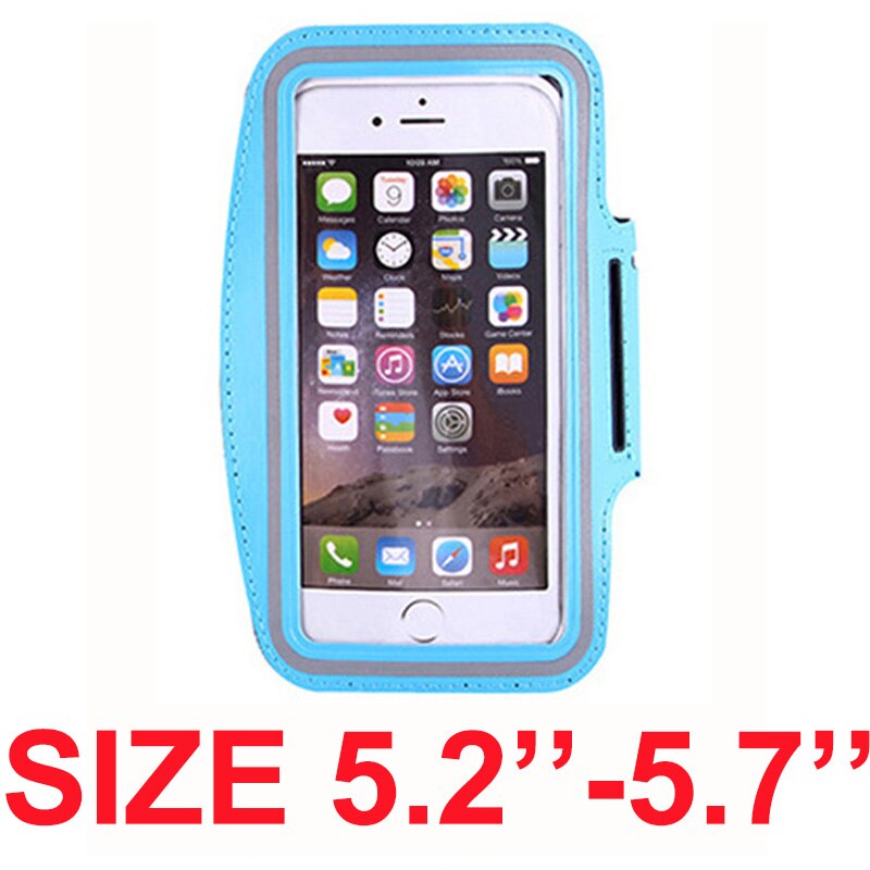 Armbånd til størrelse 4 '' 4.5 '' 4.7 '' 5 '' 5.5 '' 6 '' tommer sports mobiltelefon holder etui til iphone huawei samsung xiaomi telefon på hånden: Størrelse 5.2--5.7 ( blå)