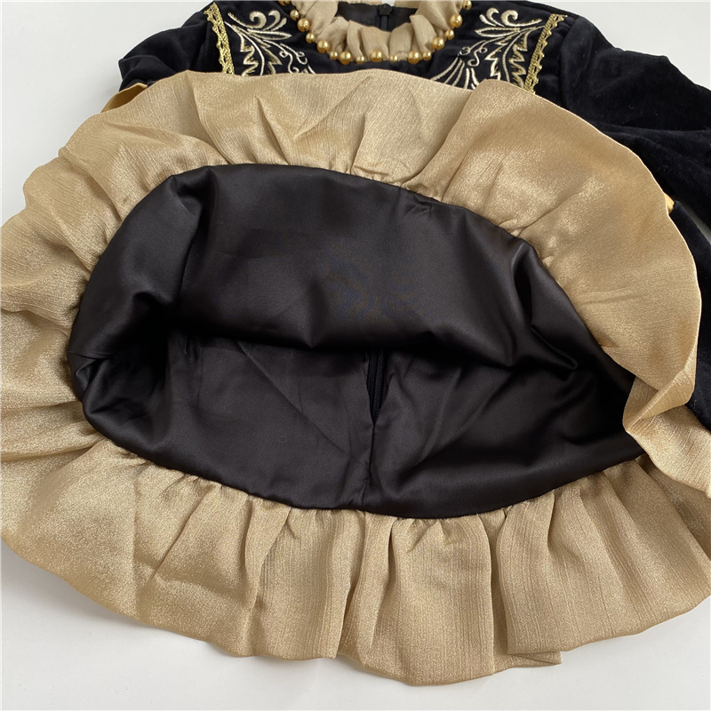 Abito in velluto a coste per ragazze stilista di alta moda abiti per bambini abiti natalizi ricamati con motivo floreale abiti da sposa per bambini