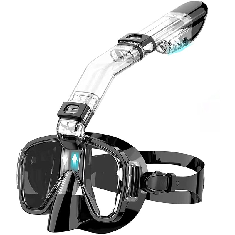 Snorkel Mask Foldable Diving Mask Set With Dry Top System And Camera Mount, Anti-Fog Snorkeling Gear: plum