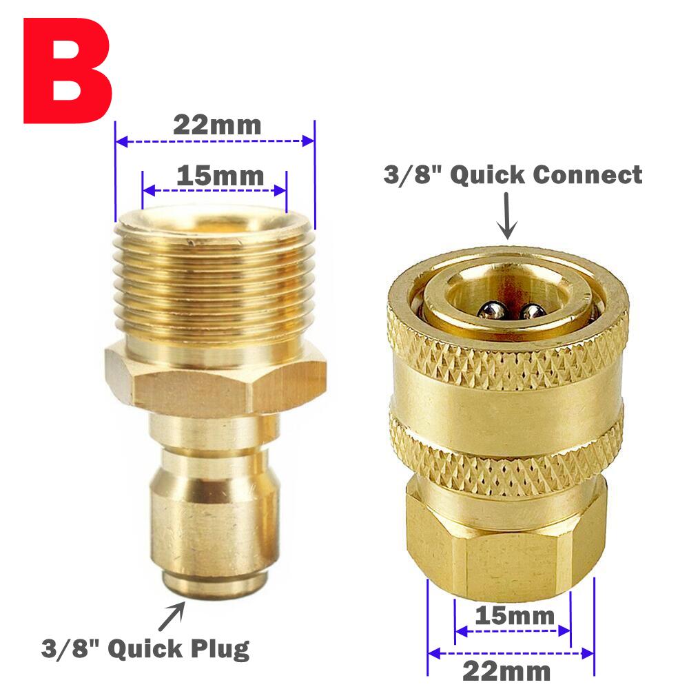 3/8 Inch Quick Release Adapters M22 Mannelijke &amp; Vrouwelijke Connector Pin 15Mm Voor Hogedrukreiniger Water Outlet En Slang attachment
