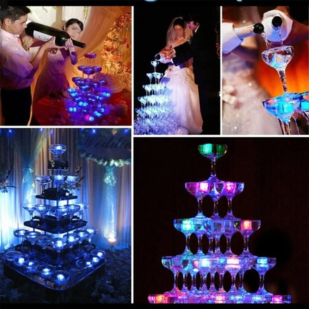 12–120 Stück wasserdichter LED-Eiswürfel, mehrfarbig, blinkend, leuchtet im Dunkeln, leuchtet für Bar, Club, Trinkparty, Weindekoration