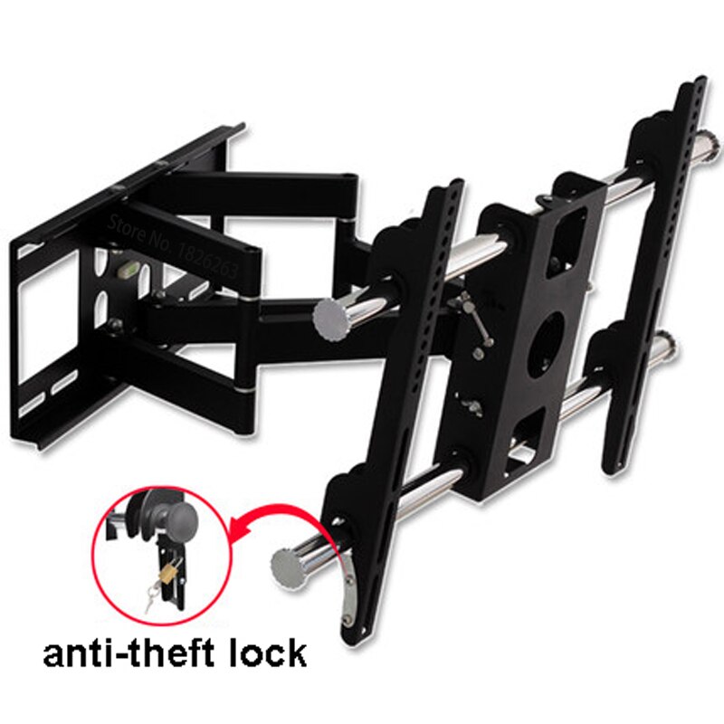Super Full Motion 32&quot;-65&quot; LED LCD TV Wall Mount Swing Arm With Anti-theft Lock Loading 100kgs Tilt Swivel VESA 600*400mm