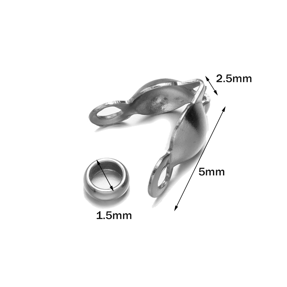 50 Uds. De puntas de cuentas de engarce de acero inoxidable, cubiertas de nudos, puntas de cuentas plegables con 50 Uds. De tapas finales para fabricación de joyería artesanal DIY: Rojo