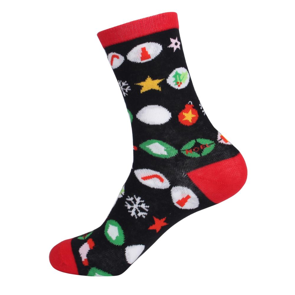Autumn Winter Christmas Socks Christmas Tree Snow Elk Cotton Happy Socks PEONFLY Men Year Santa Claus: I