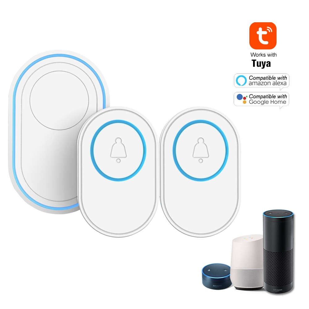Tuya Alarm Host with Wireless WIFI Doorbell Function Doorbell Kit 2 PCS Outdoor Doorbell + 1PCS Indoor Chime