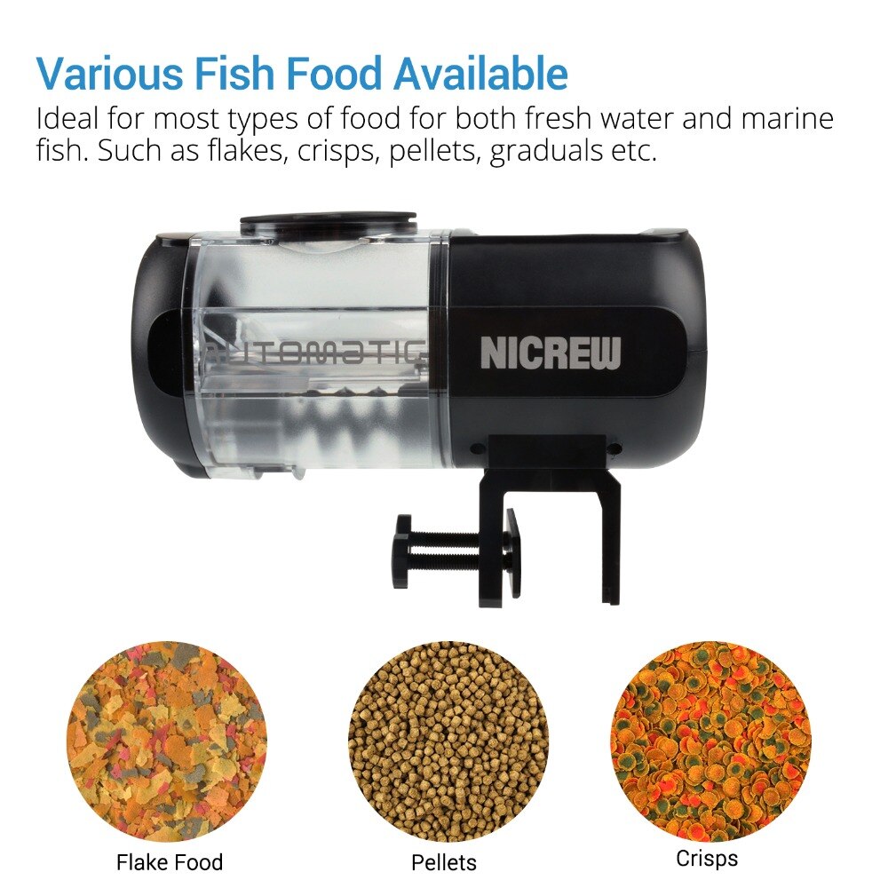 Nicrew elektronisk automatisk fiskeføder maddispenser timer automatisk særlig dæmpningssikker multipel timing fleksibel kvantificere
