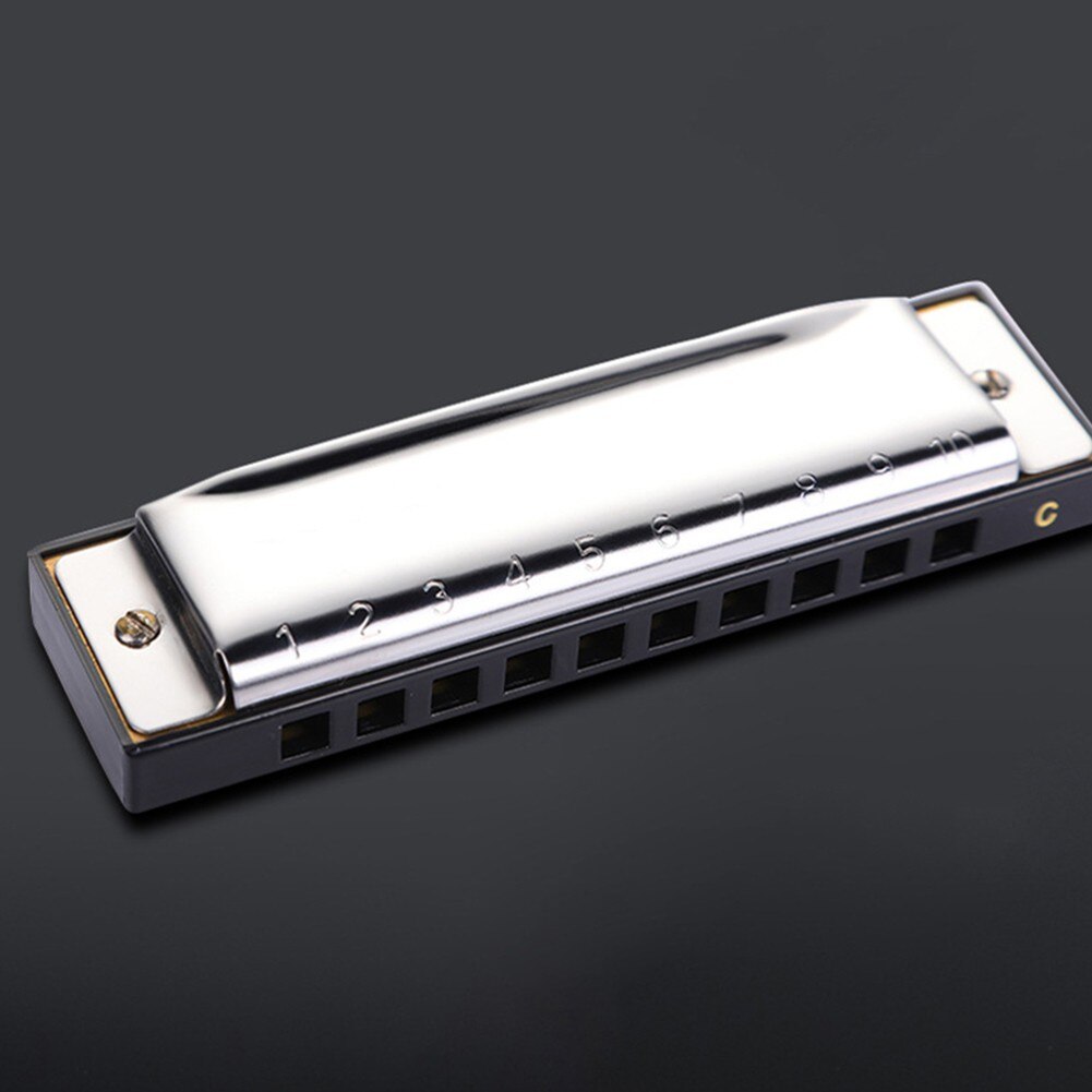 EASTOP Harmonica 10 Fori Chiave C ARGENTO/ORO Con Custodia Arpa Blues - Foto 6