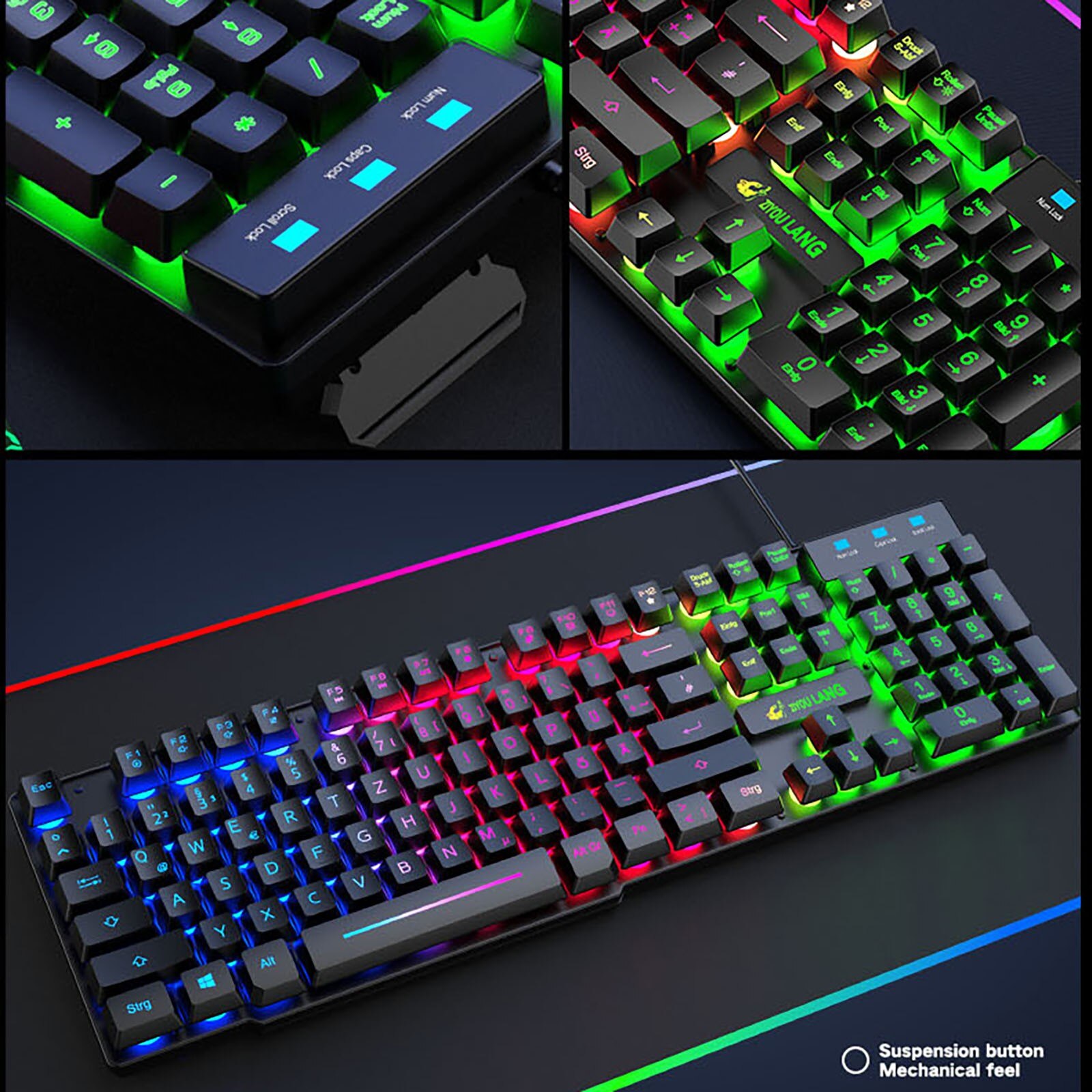 German Gaming Keyboard Computer Mouse Gamer Set Mixed Light USB PC Keypad Ergonomic Gaming Mouse For Laptop PC Games клавиатура