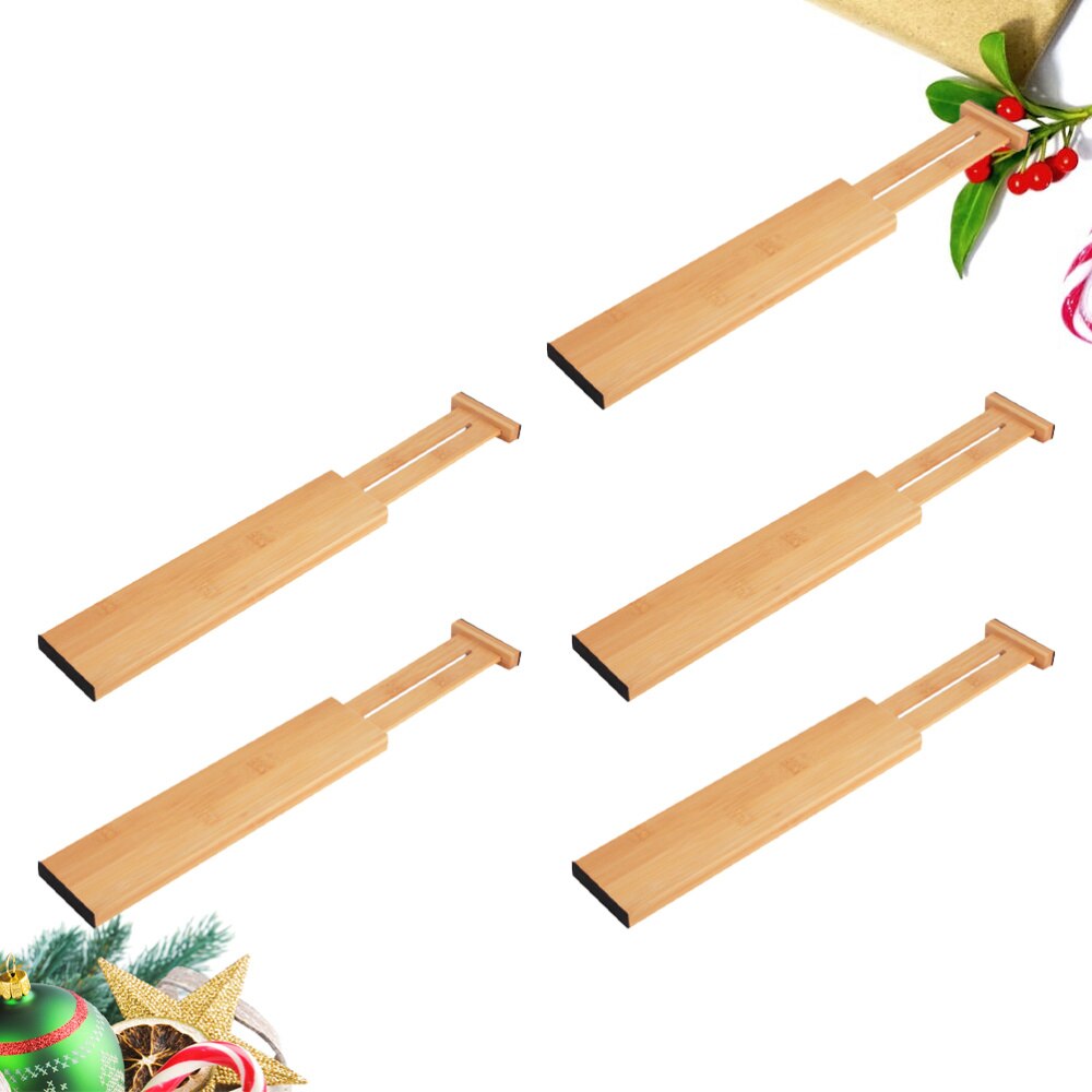5PCS Adjustable Drawer Divider Bamboo Flexible DIY Separation Board Plate for Closet Drawer