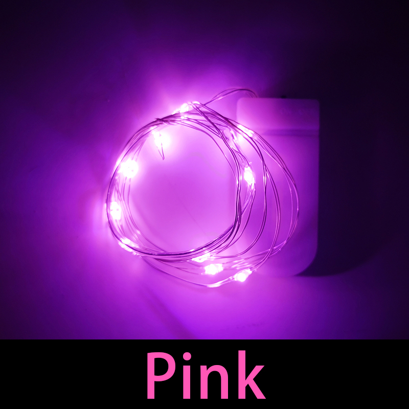 Vanntett lyslenke med  cr2032 batterier, led-mini-julelys av kobbertråd, til bryllup, julegirlanderfest: Rosa / 11-15w