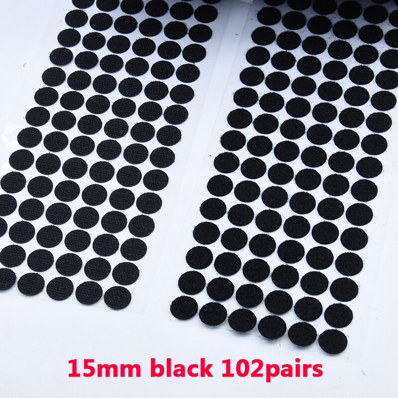 15mm 102 par farverige hvide selvklæbende fastgørelsestape krogløkke velcrobånd kabelbinder rund velcro nylonklistermærker gør-det-selv tilbehør: 15mm sorte 102 par