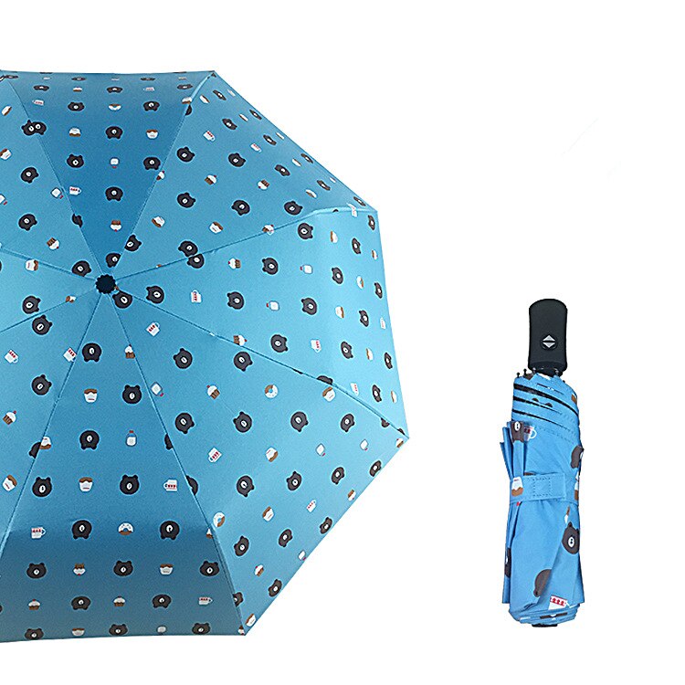 1 stuk Leuke Cartoon Auto Reserve Paraplu Automatische Drie-fold Opvouwbare Zon Bescherming UV Winddicht Paraplu