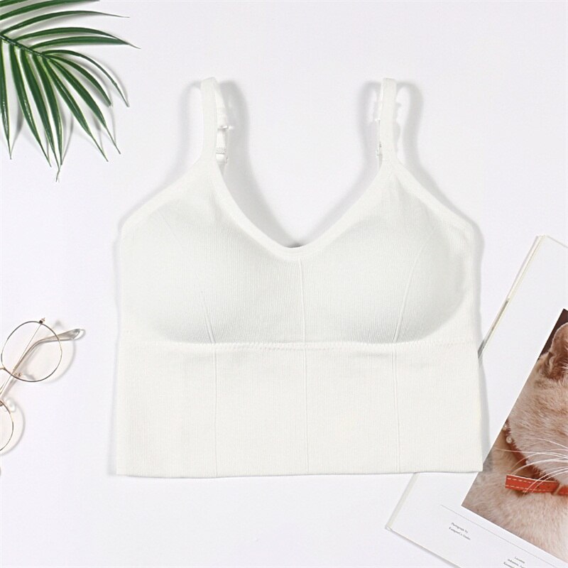 Women Sport Bra Top Black Padded Yoga Brassiere Fitness Sports Tank Top Female Sport Yoga Bra Push Up Sports Bra B0192: White