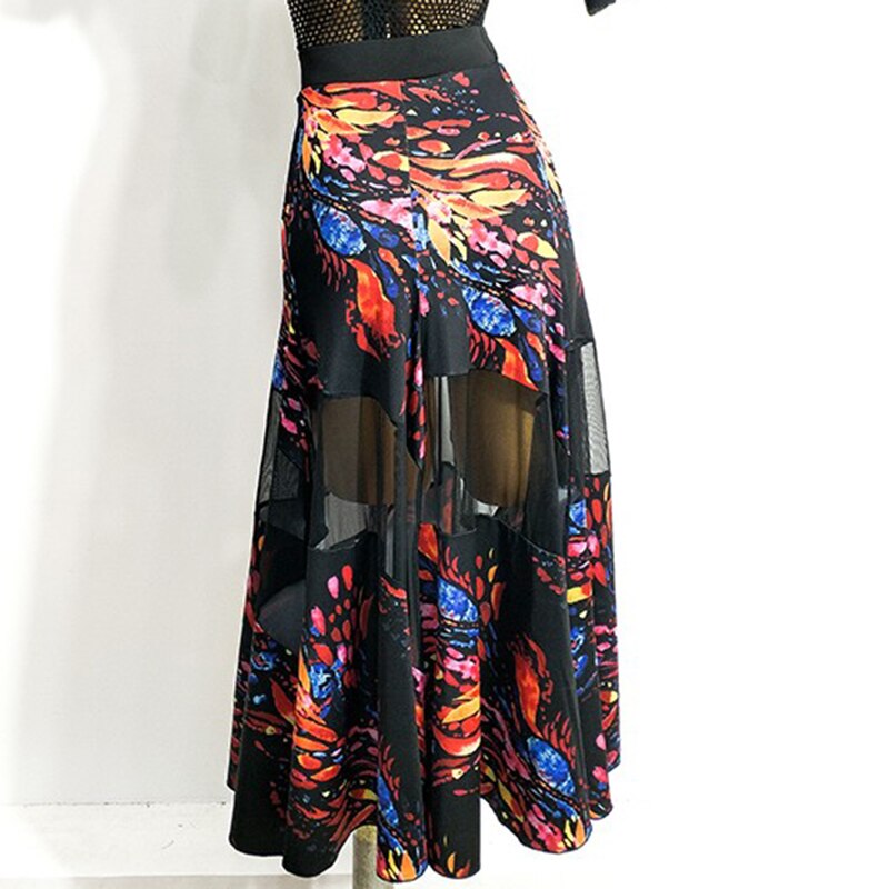 Ballroom dance hame naisten tanssihame moderni big swing hame mesh splicing hameet