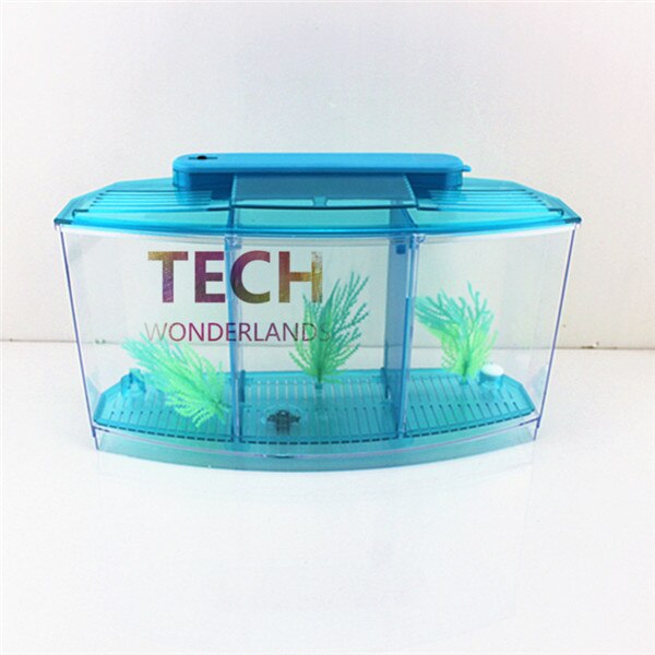 Mini acuario pecera acrílico tres aberturas luz LED lucha Betta